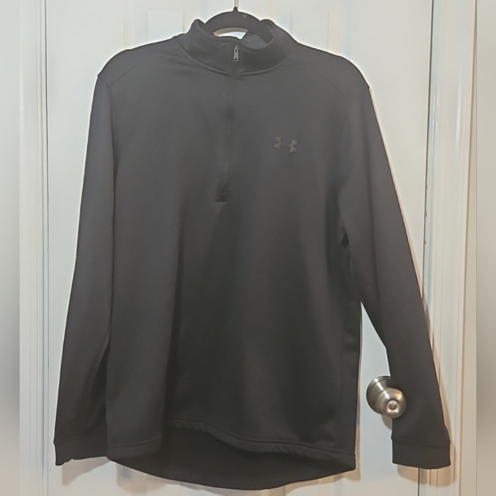 Men's Under Armour Loose Fit Cold Gear 1/4 Zip Long Sleeve Pullover Black Sz L
